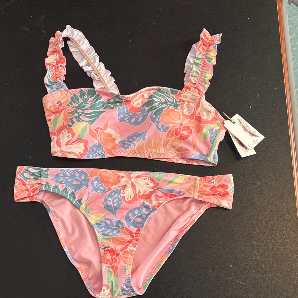 Jessica Simpson Pink and Blue Floral Bikini